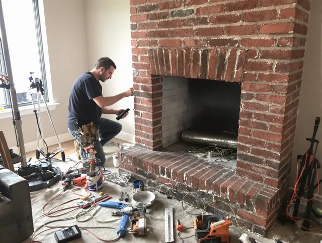 Dartmouth Chimney Sweep specialist finalizing chimney liner service in Dartmouth, MA