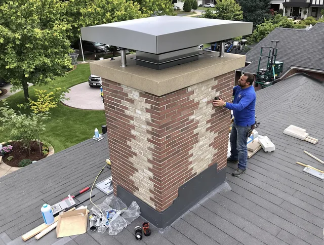 Dartmouth Chimney Sweep team working on a custom chimney remodel in Dartmouth, MA