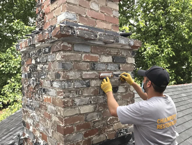 In-progress chimney restoration by Dartmouth Chimney Sweep in Dartmouth, MA